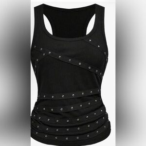 Black Studded Women's Tank Top size L